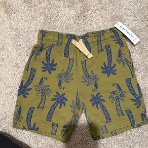 Carter's Green Shorts with Blue Palm Print